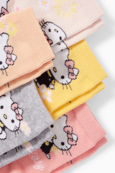 Enfants - Lot de 5 paires - Hello Kitty - chaussettes à motif - rose