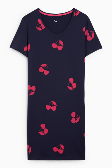 Damen - Nachthemd - gemustert - dunkelblau
