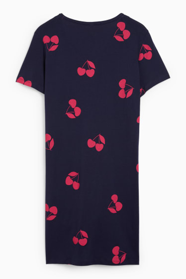 Damen - Nachthemd - gemustert - dunkelblau