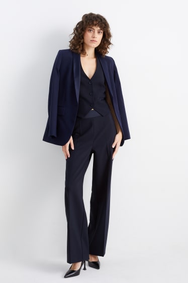 Femmes - Pantalon de bureau - high waist - wide leg - bleu foncé