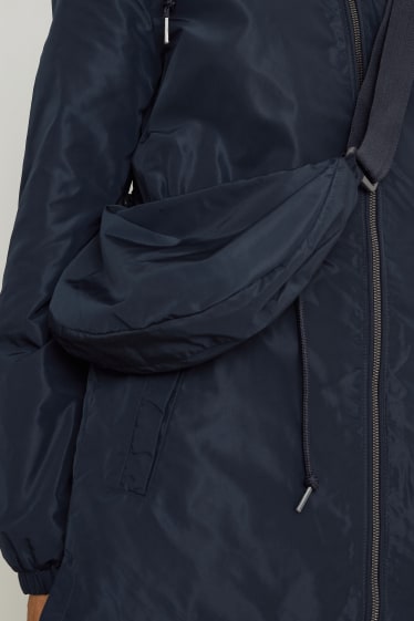 Dona - Jaqueta amb caputxa i bossa - plegable - blau fosc