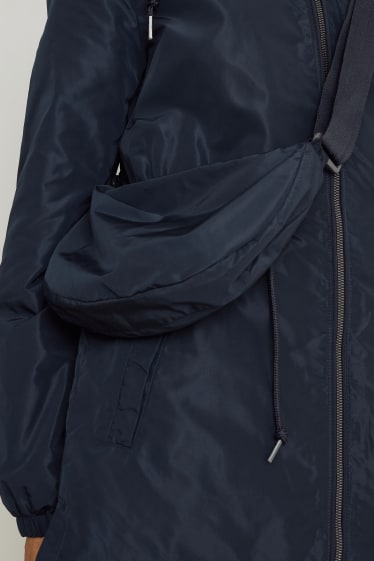 Damen - Jacke mit Kapuze und Tasche - faltbar - dunkelblau