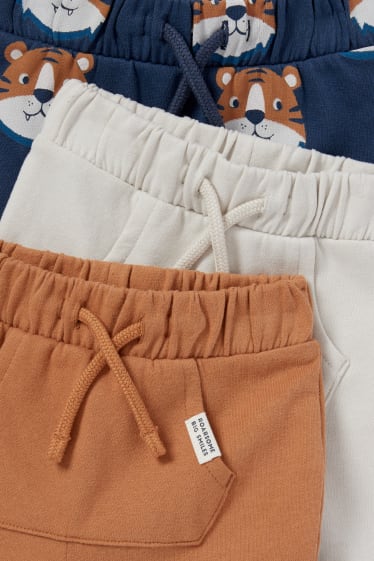 Bebés - Pack de 3 - tigres - pantalones de deporte para bebé - beis jaspeado