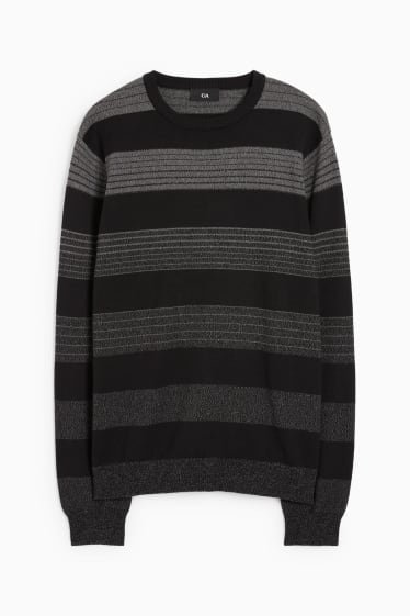 Men - Jumper - striped - black