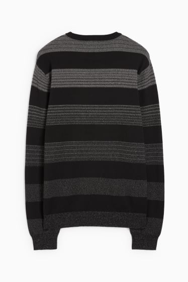 Men - Jumper - striped - black