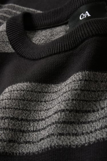 Men - Jumper - striped - black