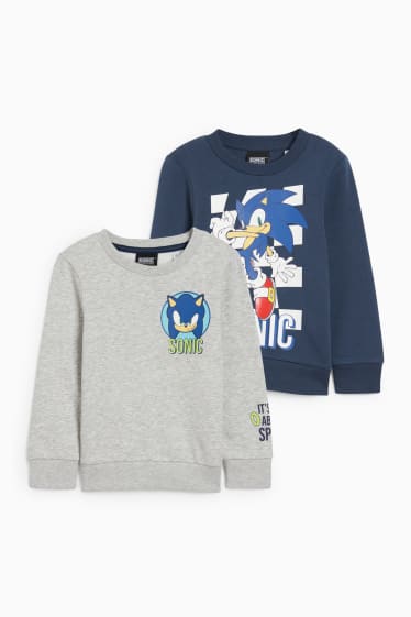 Kinderen: jongens - Set van 2 - Sonic - sweatshirt - licht grijs-mix