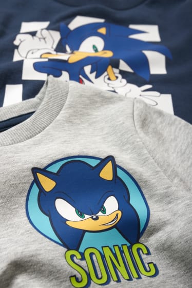 Kinderen: jongens - Set van 2 - Sonic - sweatshirt - licht grijs-mix
