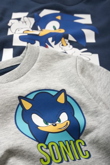 Kinderen - Set van 2 - Sonic - sweatshirt - licht grijs-mix