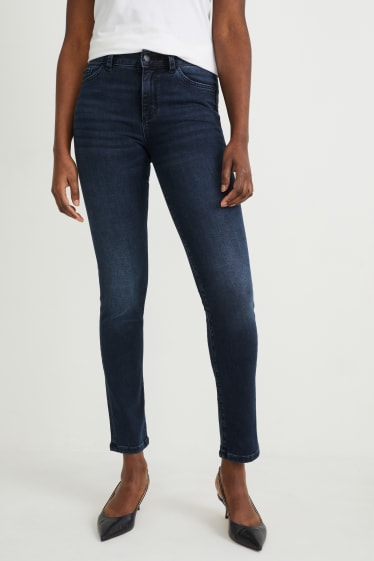 Dámské - Slim jeans - mid waist - LYCRA® - džíny - tmavomodré
