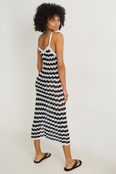 Women - Beach dress - striped - black