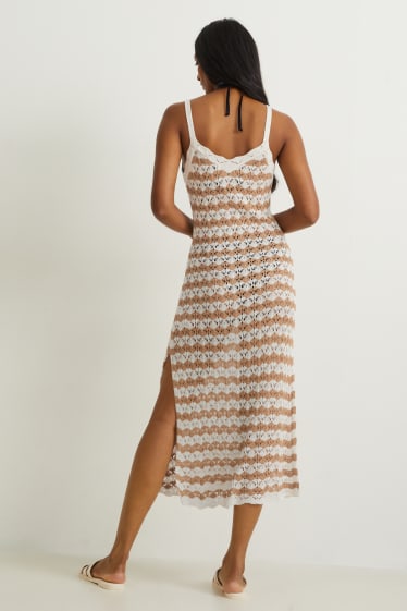 Women - Beach dress - striped - brown