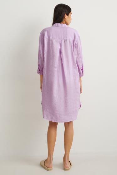 Donna - Vestito di lino - viola chiaro