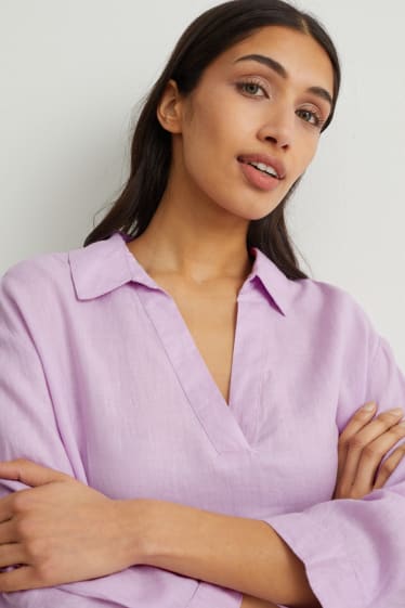 Donna - Vestito di lino - viola chiaro