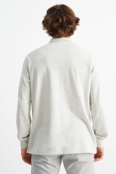 Men - Polo shirt - light gray-melange