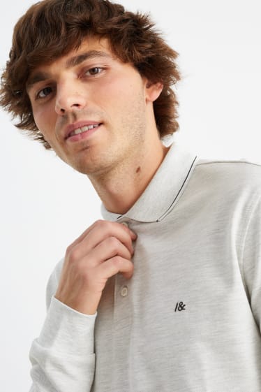 Heren - Poloshirt - licht grijs-mix