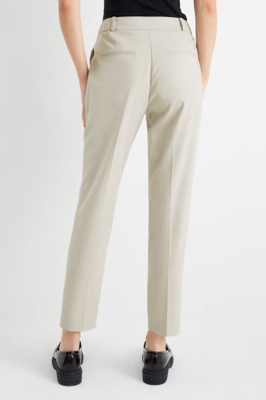 Dámské - Business kalhoty - mid waist - slim fit - stretch - Mix & Match - béžová
