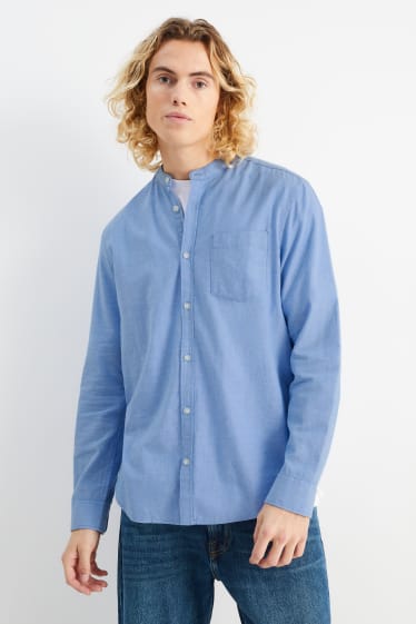 Uomo - Camicia - regular fit - collo alla coreana - azzurro