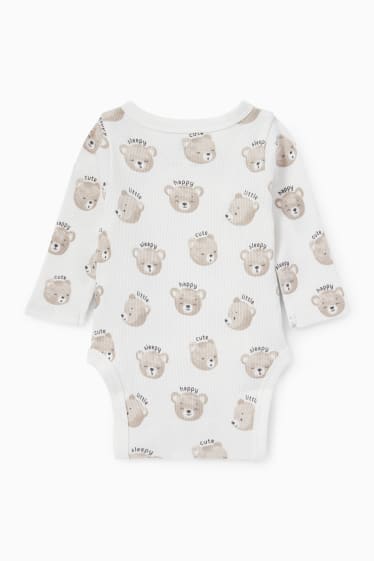 Babies - Teddy bear - baby wrapover bodysuit - cremewhite