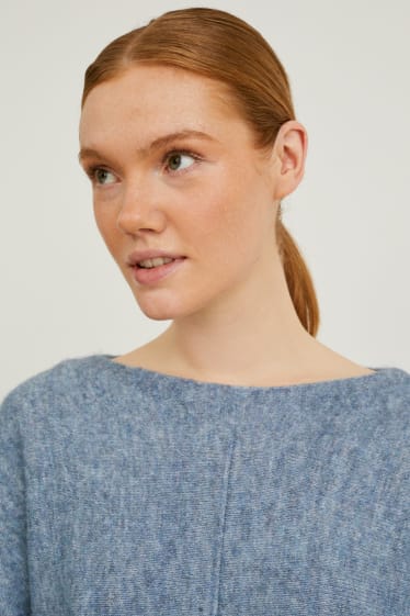 Damen - Pullover - blau-melange