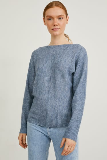 Damen - Pullover - blau-melange