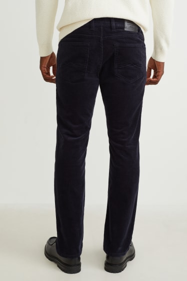 Hommes - Pantalon en velours côtelé - regular fit - LYCRA® - bleu foncé