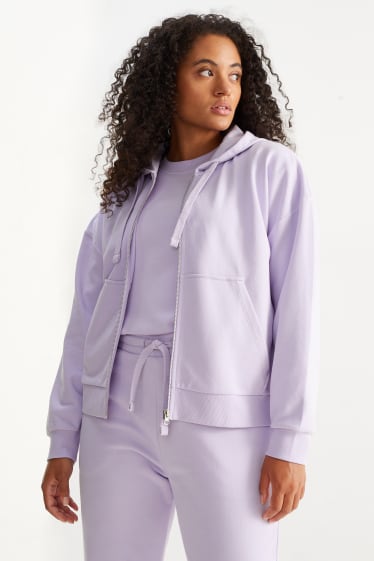 Damen - Basic-Sweatjacke mit Kapuze - hellviolett