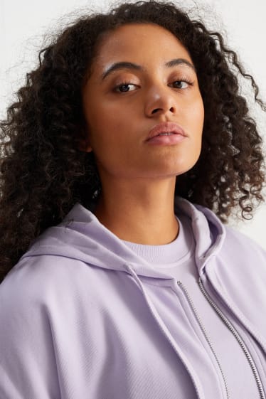 Damen - Basic-Sweatjacke mit Kapuze - hellviolett