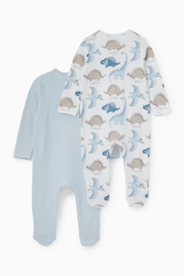 Babys - Set van 2 - dino - babypyjama - lichtblauw