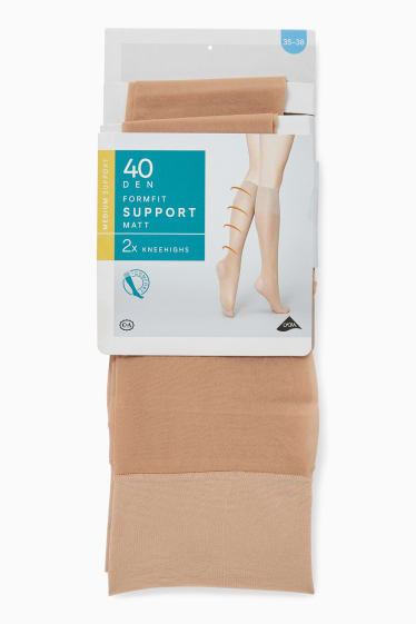 Mujer - Pack de 2 - calcetines finos - 40 DEN - beis