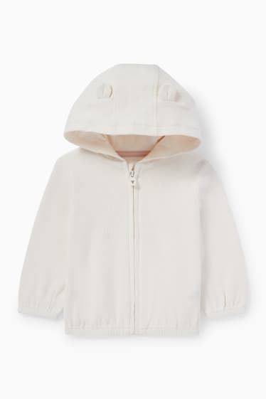 Bébés - Sweat zippé à capuche pour bébé - blanc crème