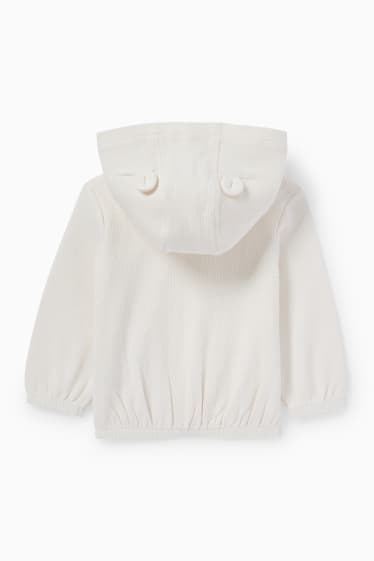 Miminka - Tepláková bunda s kapucí pro miminka - krémově bílá