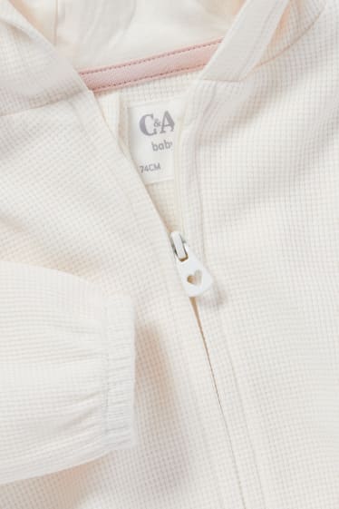 Miminka - Tepláková bunda s kapucí pro miminka - krémově bílá