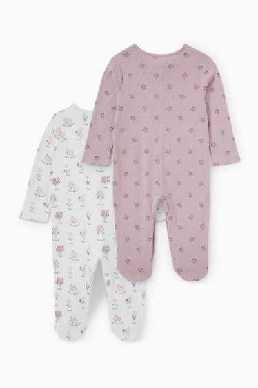 Bebeluși - Multipack 2 buc. - pijama salopetă bebeluși - cu flori - roz