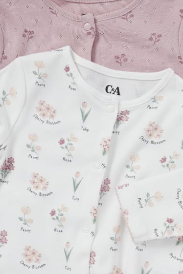 Neonati - Confezione da 2 - pigiama neonati - a fiori - rosa