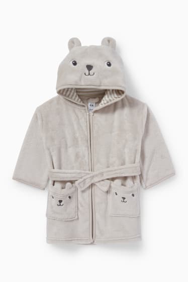 Babies - Bear - baby bathrobe with hood - light beige