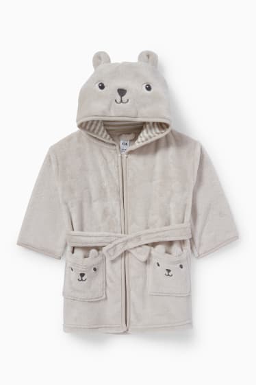 Bébés - Oursons - peignoir à capuche pour bébé - beige clair