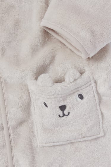 Babies - Bear - baby bathrobe with hood - light beige