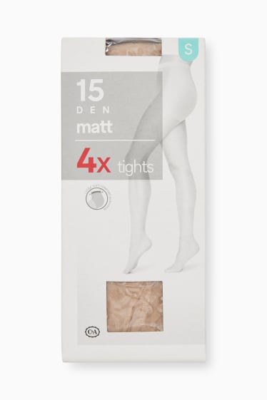 Women - Multipack of 4 - sheer tights - 15 denier  - light beige