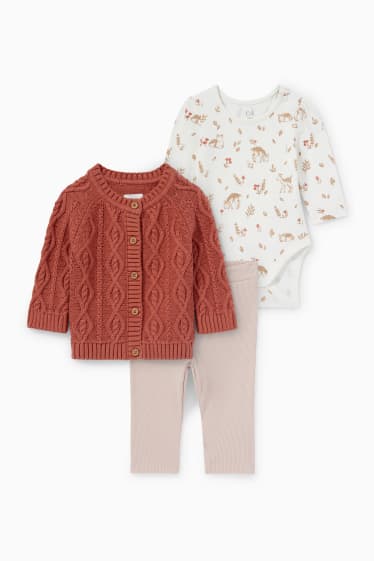 Babys - Reekalfje - babyoutfit - 3-delig - donkerrood