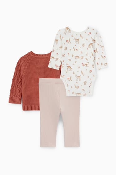 Babys - Rehkitz - Baby-Outfit - 3 teilig - dunkelrot