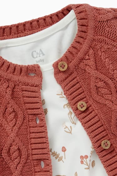 Babys - Reekalfje - babyoutfit - 3-delig - donkerrood