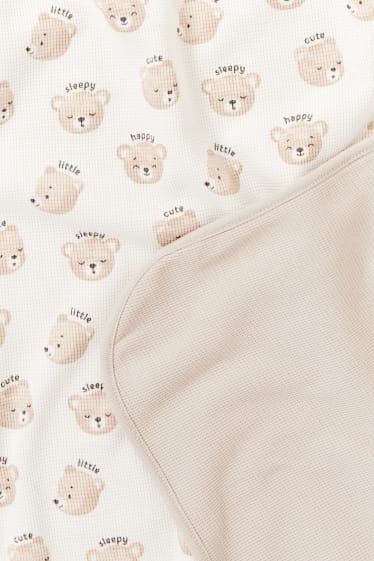 Bebeluși - Ursuleți - pătură bebeluși - alb-crem