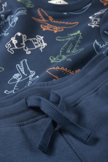 Dzieci - Krokodyl - komplet - bluza i spodnie dresowe - ciemnoniebieski