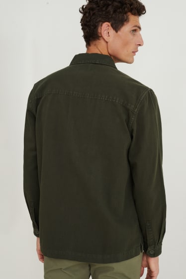 Pánské - Košilová bunda - regular fit - zelená