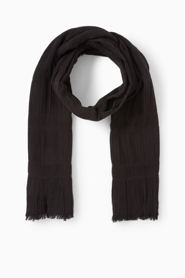 Women - Pleated scarf - black