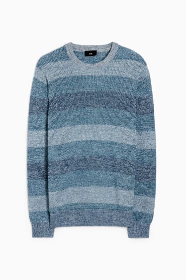 Men - Jumper - striped - dark blue