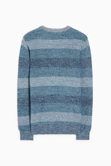 Men - Jumper - striped - dark blue