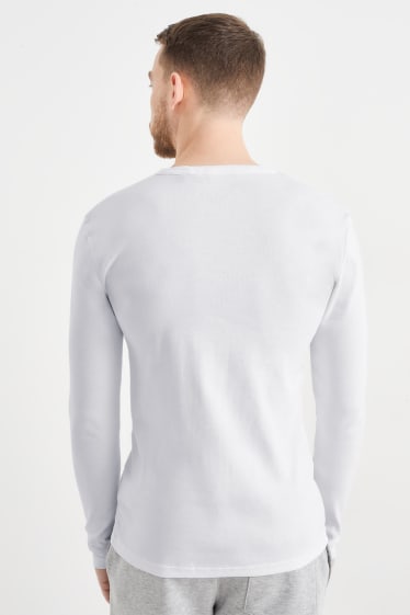 Pánské - Tričko s dlouhým rukávem - bílá