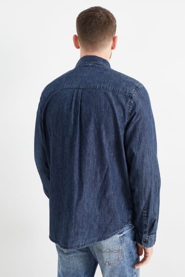 Uomo - Camicia di jeans - regular fit - colletto cutaway - jeans blu scuro